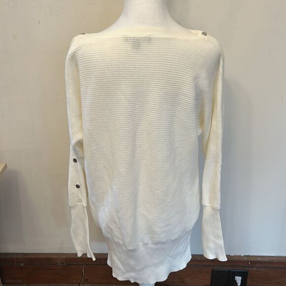 INC International Concepts washed white long sleeve tunic sweater Size L New - Picture 7 of 11